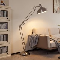 Lindby floor lamp Leia, silver, metal, 180cm, rotatable, E27