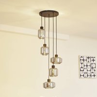 Lindby hänglampa Hildur, Ø 35 cm, rökgrå, glas, E27