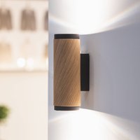 Elobra Vägglampa Bolivia, ek/svart, höjd 18 cm, GU10