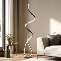 Lucande LED-golvlampa Rodado, svart, 132 cm, aluminium