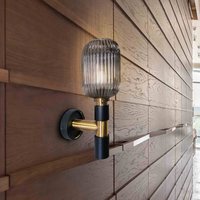 Schuller Valencia Norma vägglampa, 42 cm, svart/mässing, glas, E27