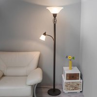 Lucande Dunja floor lamp, white/rust, metal, reading lamp
