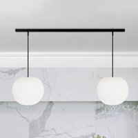 Casablanca Acai hanging light, white/black, long, 2-bulb, 26 cm