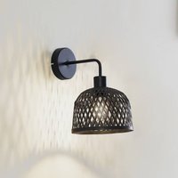 Lindby wall light Eskil, Ø 18.5 cm, black, bamboo