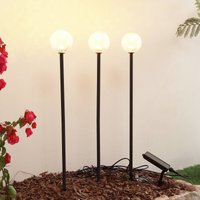 Lindby Brindley LED solar light, set of 3, black, glass