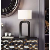 KARE Tube bordslampa, svart/vit, linnetextil, höjd 79 cm