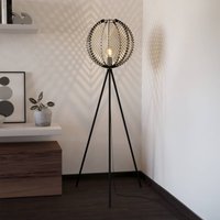 EGLO Waverton golvlampa, svart/vit, höjd 143 cm, stål/väv