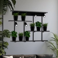 Luminex Applique murale Shelf, noir, largeur 102 cm, bois, à 4 lampes.