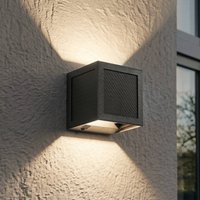 PRIOS Avvin LED solar wall light, black, cube, sensor