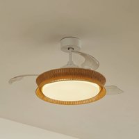 Lucande LED fan Lineta, white, rope, Ø 103 cm, quiet