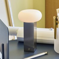 Hübsch LOW LED rechargeable table lamp, nickel-coloured, height 20 cm, metal