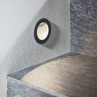 Lucande LED-vägginbyggnadslampa Pordis, IP65, rund