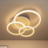 FISCHER & HONSEL LED-taklampa Gelder, 60 cm, gråbeige/sandfärgad, RGBW, CCT