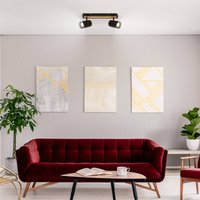 Briloner Spot pour plafond Duta, longueur 40 cm, noir/couleur bois, à 2 lampes.