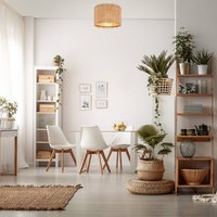 Briloner Borra ceiling light, natural colour, Ø 40 cm, straw, E27