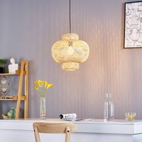 Lindby Venora hänglampa, Ø 40 cm, glödlampsformad, bambu, E27