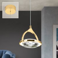 Orion Suspension LED Moon, cristal K9, 1 lampe, dorée