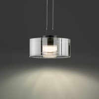 FISCHER & HONSEL LED-hänglampa LAVIN, svart/rökfärgad, Ø 20 cm metall/glas dimbar