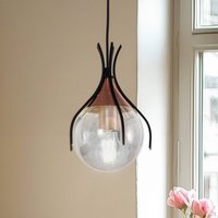 Avonni Sinka pendant light, smoky grey/black, Ø 13 cm, glass/metal