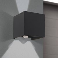 ORION LED outdoor wall light Cube-S, anthracite, metal, sensor