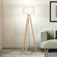 FISCHER & HONSEL SHINE-WOOD floor lamp, sand/black/oak Height 164 cm 3 x E27