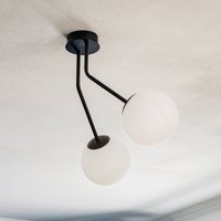 Lampa sufitowa Nova, czarna/opalowa, 2-punktowa