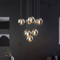EGLO Ariscani hanging light, black, Ø 65 cm, steel/glass, 10-bulb.
