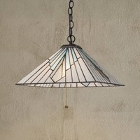 Elstead Alderley hänglampa, Tiffanystil, brons, dragströmbrytare