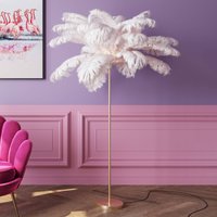 KARE Feather Palm floor lamp with feathers, white