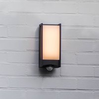 LUTEC QUBO LED sensor-activated outdoor wall lamp, dark grey, height 27 cm, IP54