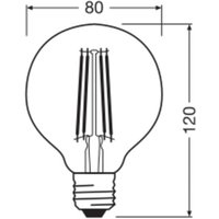 OSRAM LED Vintage 1906, G80, E27, 7.2 W, gold, 2,400 K, dimmable.