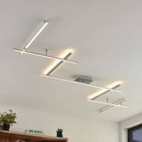 Lindby Plafonnier LED Kerem, 345 cm, couleur nickel, métal