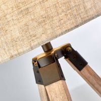 Searchlight Bordslampa Fynriel, beige, trä/textil, trebena, 35 cm