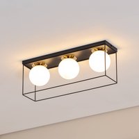 SIGMA Taklampa Aroma, 3 lampor, svart/vit/guld, stål