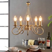 Lindby Lustre Marnia, 5 lampes, Ø 40 cm, laiton vieilli, E14