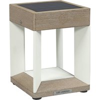 Les Jardins Teckalu LED solar table lamp, white/light wood