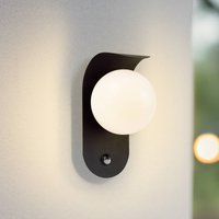 Applique d'extérieur LED Lindby Lacie, capteur, noir/blanc, aluminium