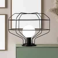 miloox by Sforzin Wire table lamp, black, metal cage, 40 x 33 cm, dimmable