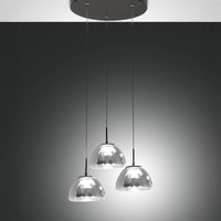 Fabas Luce Suspension LED Lucille à 3 lampes, gris fumé, CCT, variateur d'intensité