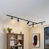 Lindby système de lampes sur rail Linaro, GU10, 6 lampes, noir, forme T