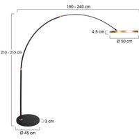 Steinhauer LED-båglampa Ringlux, svart/guld, metall, CCT, dimbar