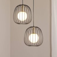 SIGMA Hänglampa Bell, 2 lampor, svart/guld/vit