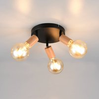 Reality Leuchten Taklampa Lamego, svart, Ø 29 cm, 3 lampor, metall