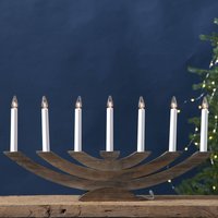 STAR TRADING Fönsterljusstake Navida, trä, 7 lampor, brun