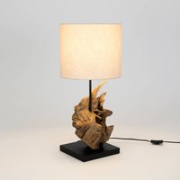 Holländer Filicudi table lamp, beige/wood-coloured, height 60 cm, linen