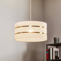 HELAM Helen pendant light with white and gold fabric shade, Ø 40 cm