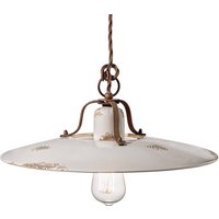 Ferroluce White antique ceramic Giorgia pendant light