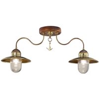 Cremasco Plafondlampa Faro i trä och mässing