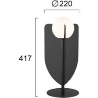 Viokef Bordslampa Fedora, höjd 42 cm, svart, metall/glas