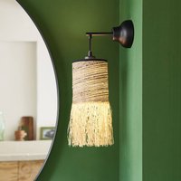 MARKET SET Formentera wall lamp, brown Height 47 cm, palm fibre